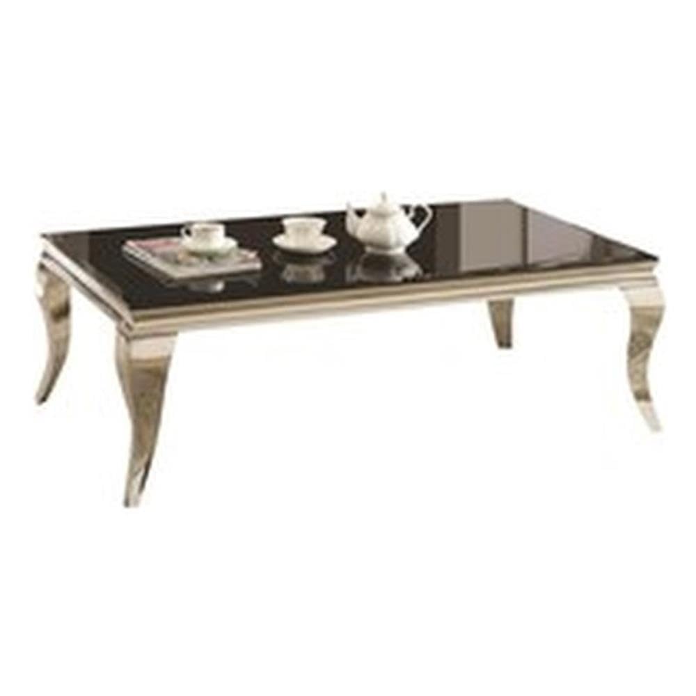 Modern Chrome and Black Rectangular Coffee Table for Living Room - Stylish Centerpiece for Home Decor, Entertaining & Relaxation