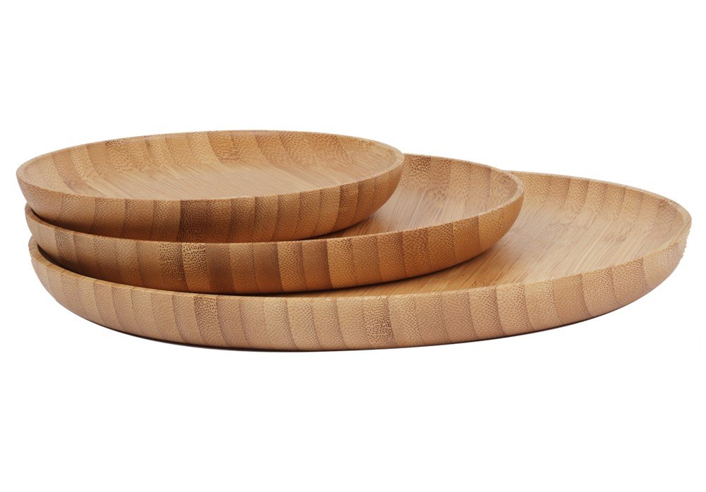 Eco-Friendly Bamboo Plates Set of 3 - Reusable & Biodegradable Dinnerware for Sustainable Living - Perfect for Picnics, Parties & Everyday Use