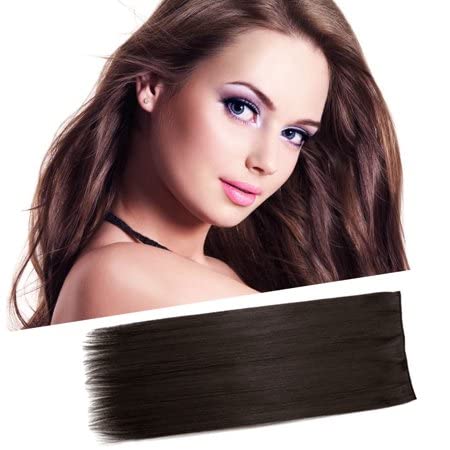 Glan Straight Synthetic Hair Extensions with 5 Clips - Natural-Looking Brown Hair Extensions for Women & Girls | Perfect for Daily Wear, Parties & Special Occasions