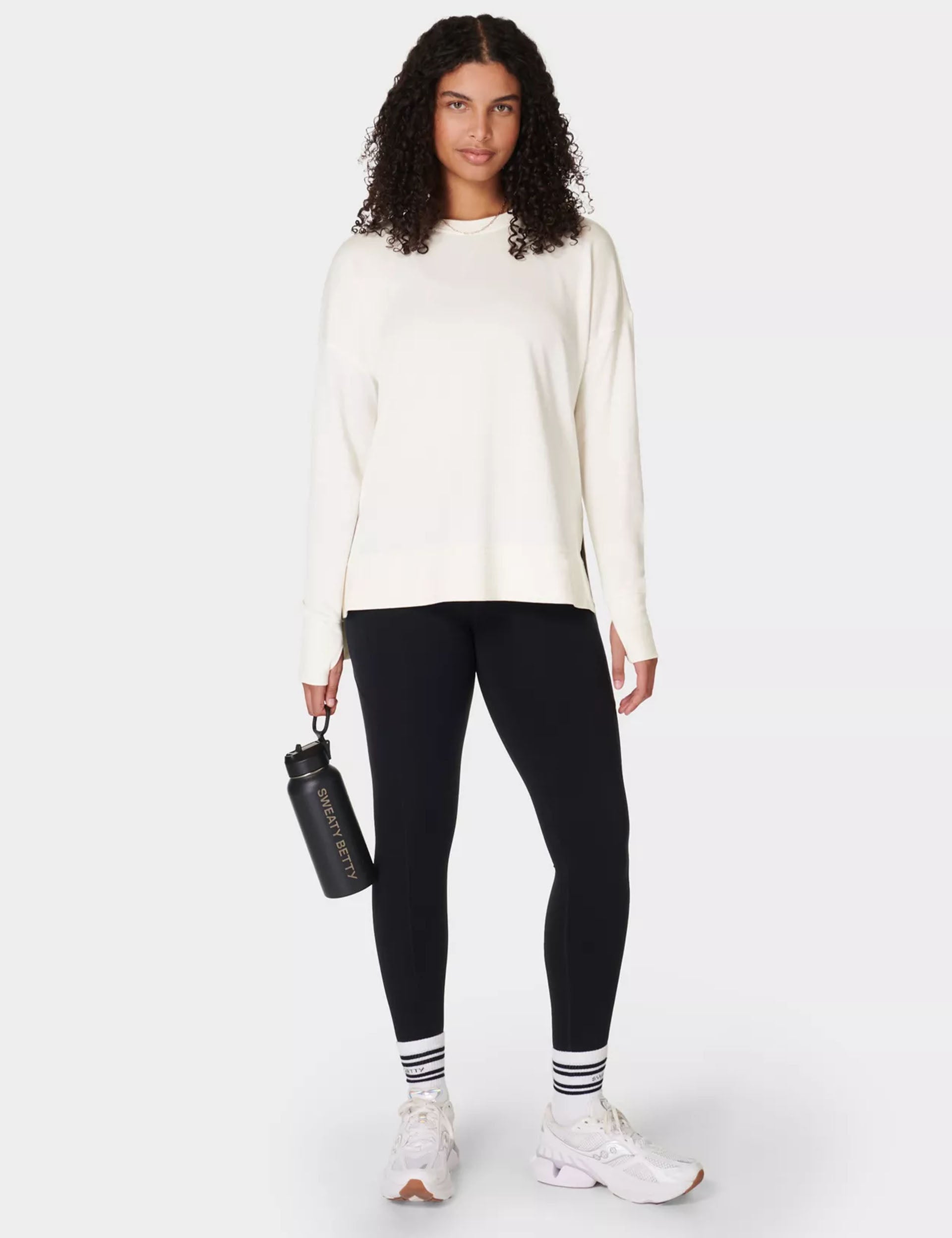 After Class Longline Sweatshirt for Women - Lily White Oversized Pullover Sweater | Cozy Loungewear for Relaxing at Home, Casual Outings & College Campus Style