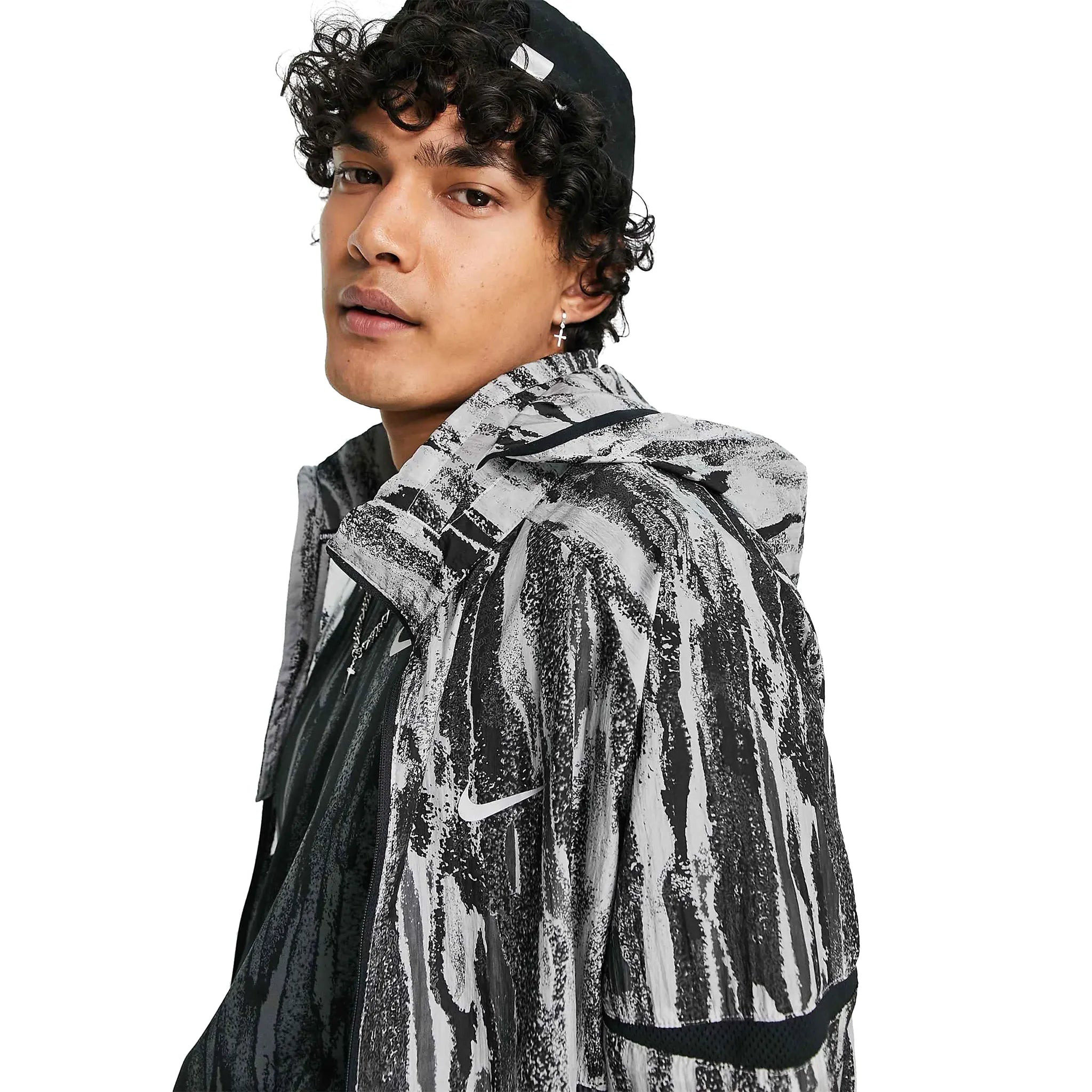 Nike Running Wild Run Zebra Print Grey Windrunner Jacket - Lightweight Athletic Running Hoodie for Men & Women - Perfect for Jogging, Gym Workouts & Outdoor Sports