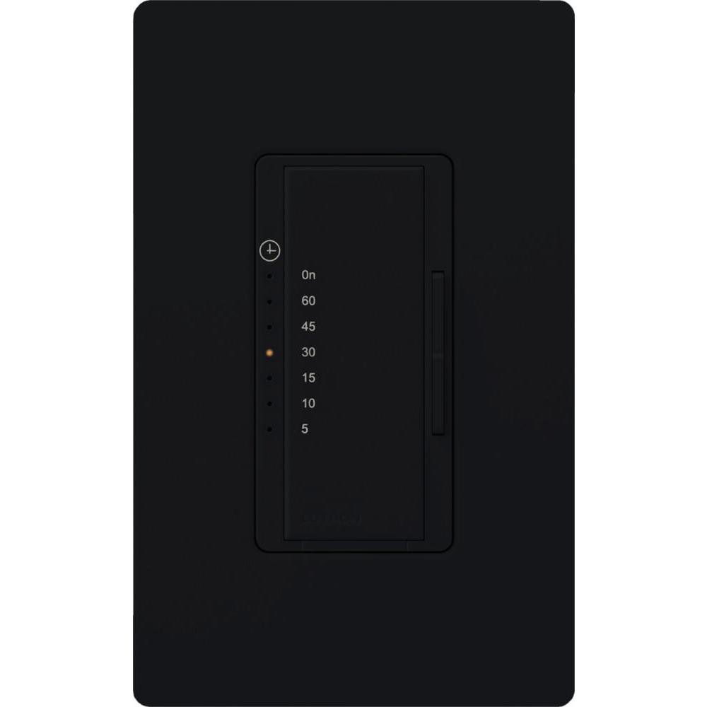 Lutron Maestro Countdown Timer Switch for Fans and Lights - 3A/150W LED Bulb Compatible, Single Pole/Multi-Location, Midnight Finish (MA-T51MN-MN) - Perfect for Bathrooms, Kitchens, and Energy-Efficient Homes