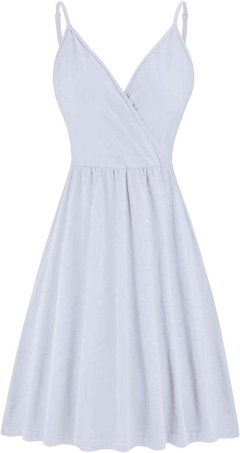 Elegant V-Neck Spaghetti Strap Casual Dress with Pockets - Perfect for Summer Outings, Beach Vacations & Date Nights