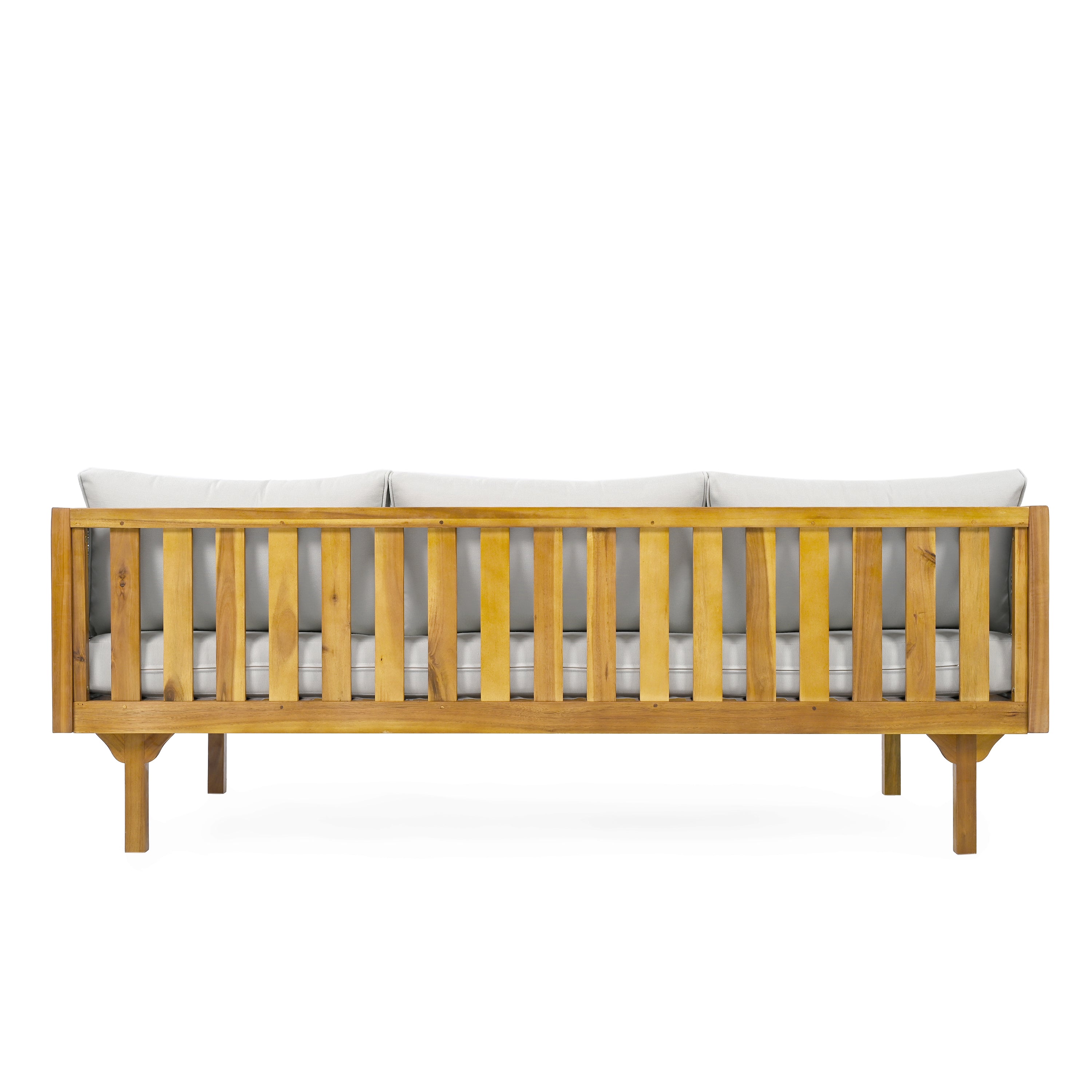 CLAREMONT 3-Seater Rattan Arm Daybed with Light Grey Cushion - Perfect for Patio, Sunroom or Outdoor Lounge Relaxation