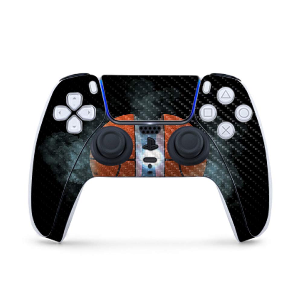 Premium Carbon Fiber Gaming Skin for PS5 Controller - Basketball Orb Design | Durable Textured Finish | Easy to Apply & Remove | Made in USA | Perfect for Gaming Enthusiasts & PS5 Accessories Collection