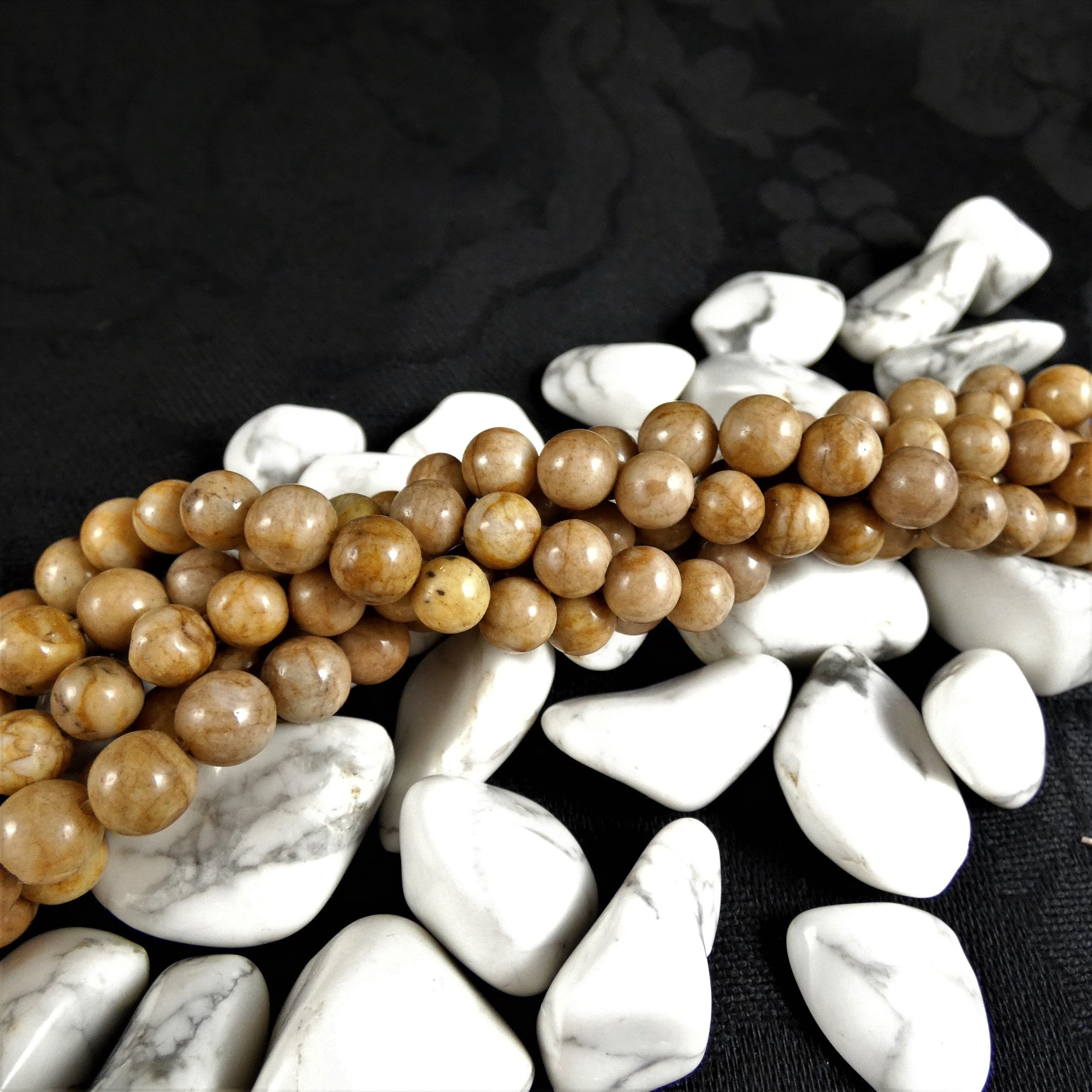 6mm & 8mm Round Brown Marble Bead Strands for Jewelry Making, DIY Crafts, and Home Decor - Natural Stone Beads for Necklaces, Bracelets, and Decorative Projects