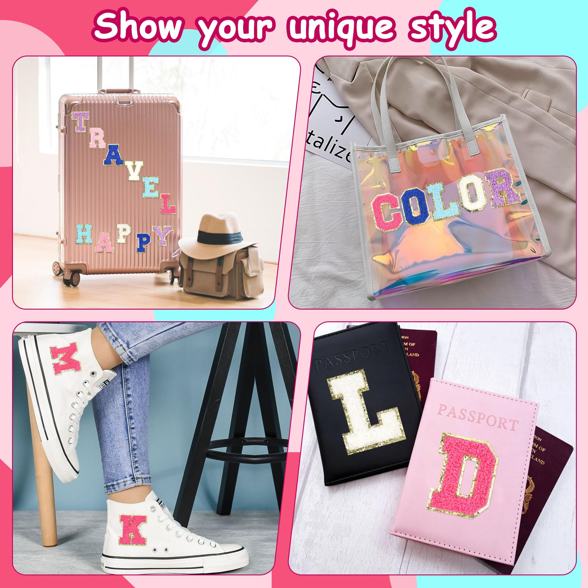10Pcs Self-Adhesive Chenille Letter Patches - Iron-On Varsity Preppy Letters for Clothing, Bags & Accessories | Glitter Fuzzy Stick-On Letters for DIY Crafts, Laptop & Phone Case Decor (K) - Perfect for Customizing Jackets, Backpacks & School Spirit Projects
