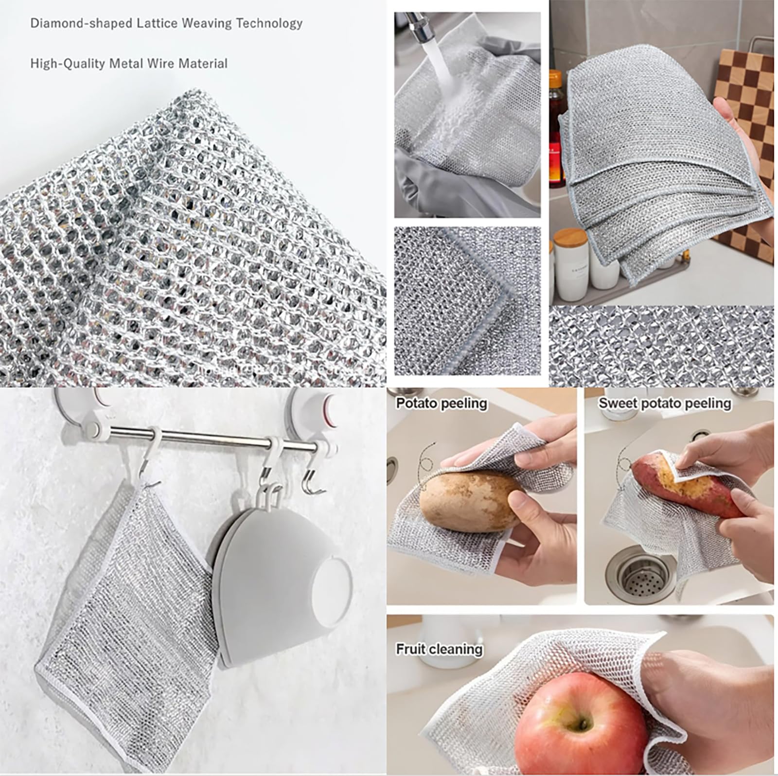 **2024 Premium Reusable Metal Scrubbing Pads – Multipurpose Wire Dishwashing Rags for Wet & Dry Cleaning – Durable Kitchen Sponge for Cooktops, Pots & Pans – Ideal for Home, Restaurant & Outdoor Cooking**