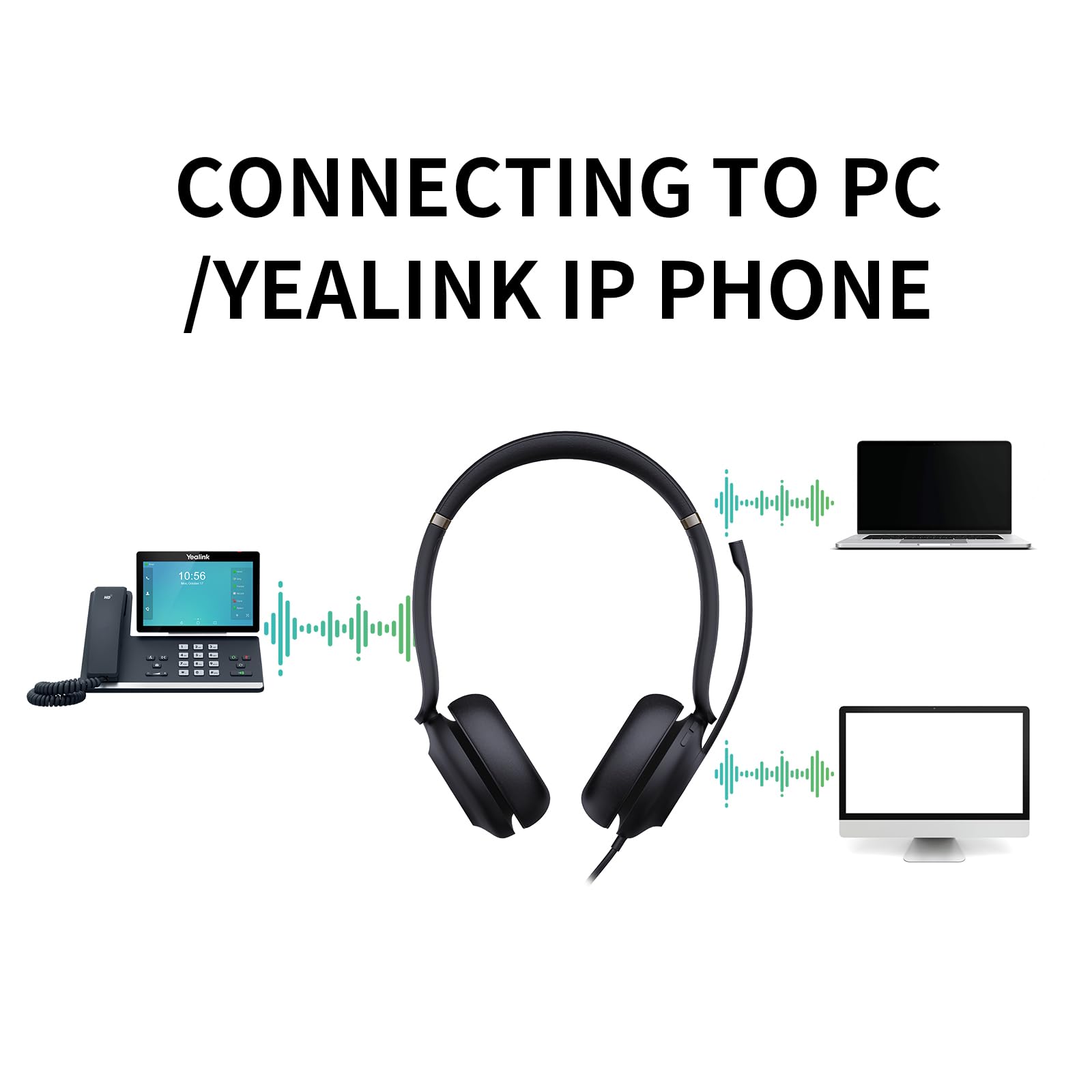 Yealink UH37 Professional USB Headset with Noise Cancelling Microphone for PC/Laptop - Volume Control, VoIP, Skype, Zoom, Teams Compatible - Perfect for Online Meetings, Remote Work & Call Centers (USB-A)