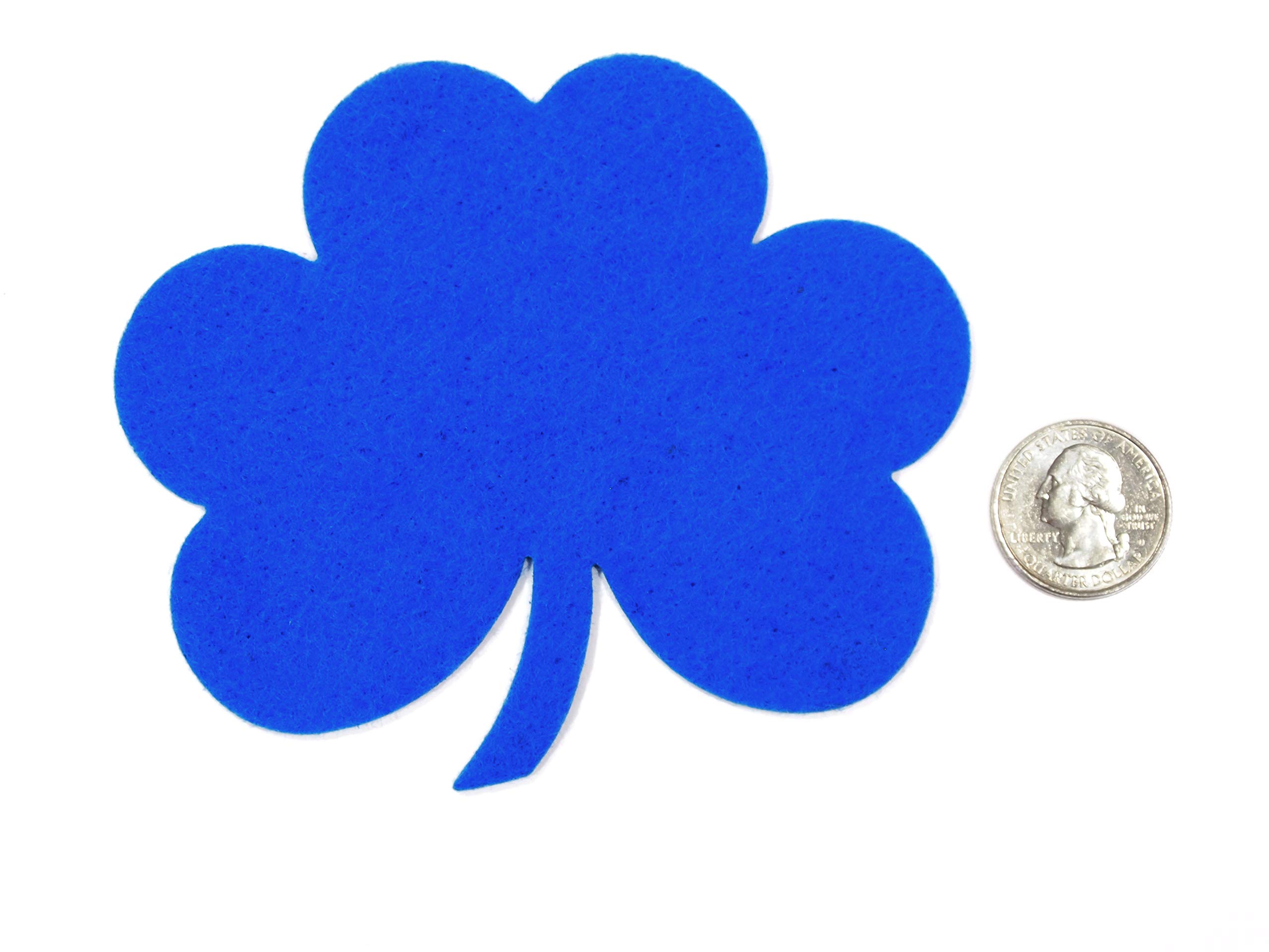 Playfully Ever After 4 Inch Felt Clover Stickers - 12pc Pack (Blue) - Perfect for Scrapbooking, DIY Crafts, and St. Patrick's Day Decorations