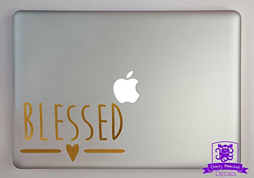Blessed Typography Vinyl Decal Sticker - 8 Inch Gold Metallic for Car, Truck, Window, Laptop, Phone - Perfect for Personalizing Vehicles, Electronics & Home Decor