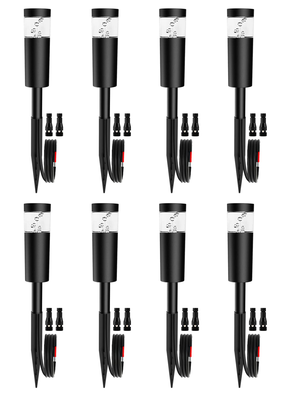 DOREIO 5W 12V Low Voltage LED Landscape Pathway Lights - 8 Pack Waterproof IP65 Outdoor Bollard Lights with Connectors, Warm White Garden Walkway Lighting for Yard, Lawn, Driveway & Patio