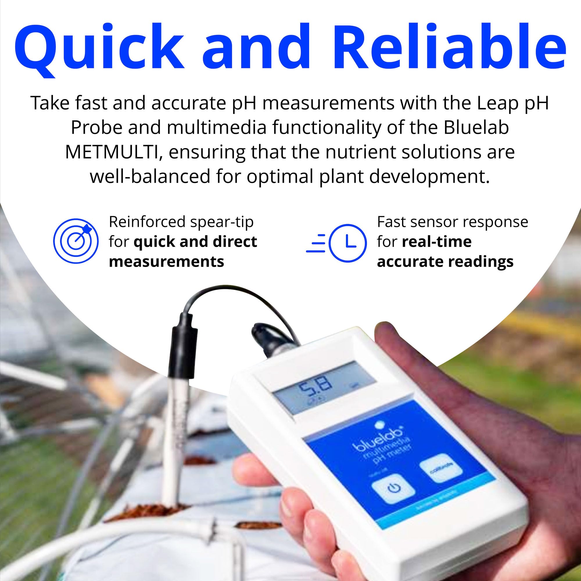 Bluelab METMULTI Digital pH Meter - Handheld Hydroponic & Soil pH Tester for Nutrient Solutions, Gardens, Greenhouses | Accurate pH Measurement for Plants, Hydroponics, Aquariums & Indoor Gardening