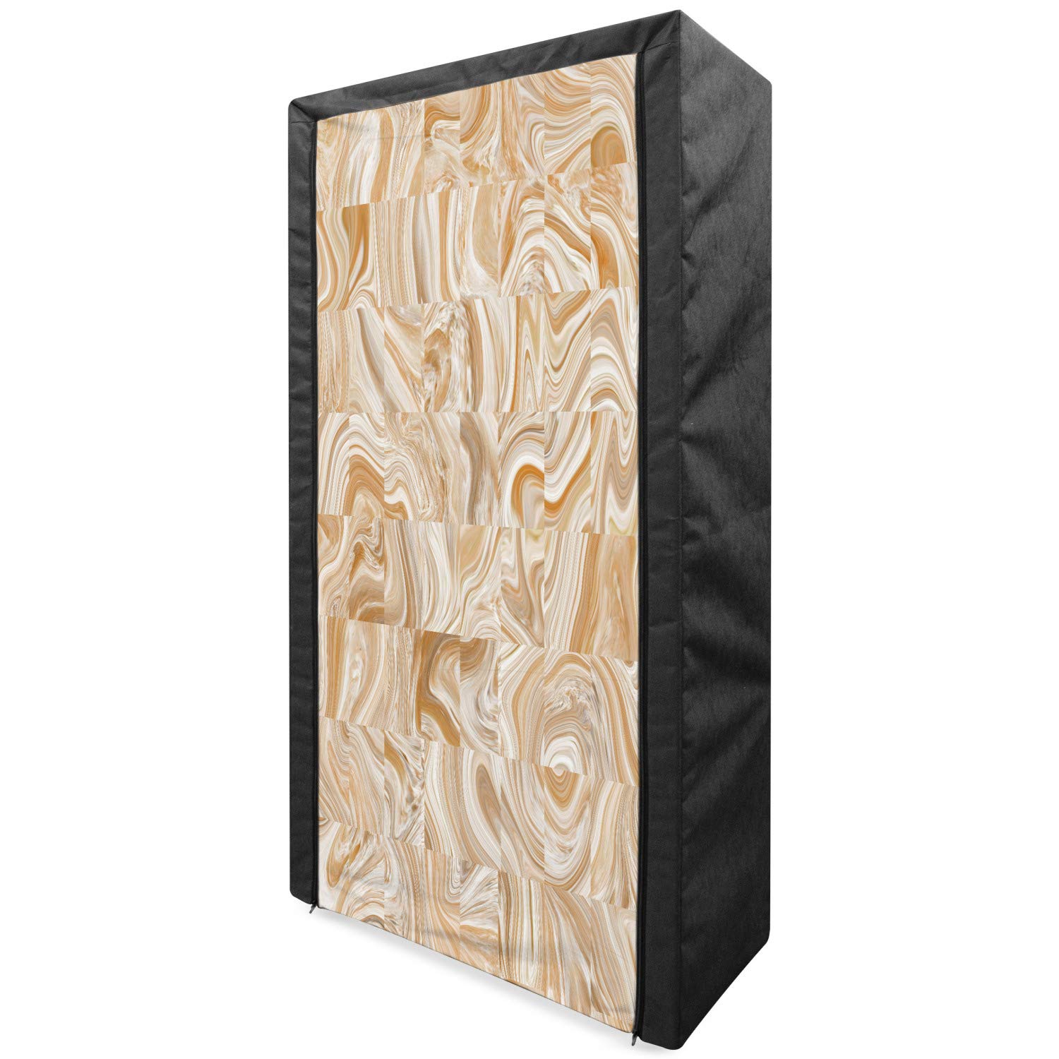 Ambesonne Marble Portable Fabric Wardrobe - Vintage Stone Pattern Clothing Organizer with Shelves, 33.5