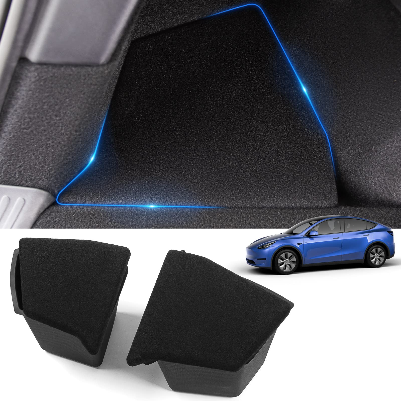 Premium Tesla Model Y Rear Trunk Organizer - Side Storage Bins & Packets for 2020-2023 Models | 5-Seater Car Accessories | Perfect for Road Trips, Groceries & Outdoor Gear Organization