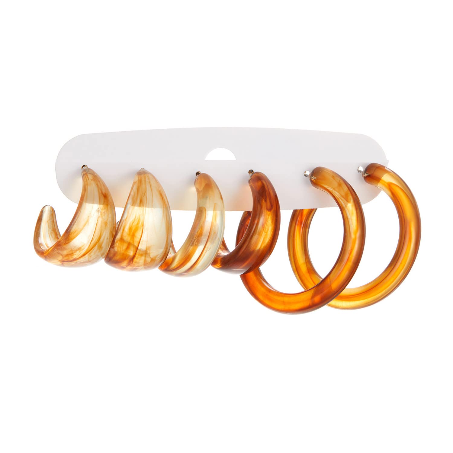 Colorful C-Shaped Acrylic Earrings for Women - Boho Resin Hoop Earrings Set, Chunky Statement Jewelry for Party, Vacation & Everyday Wear