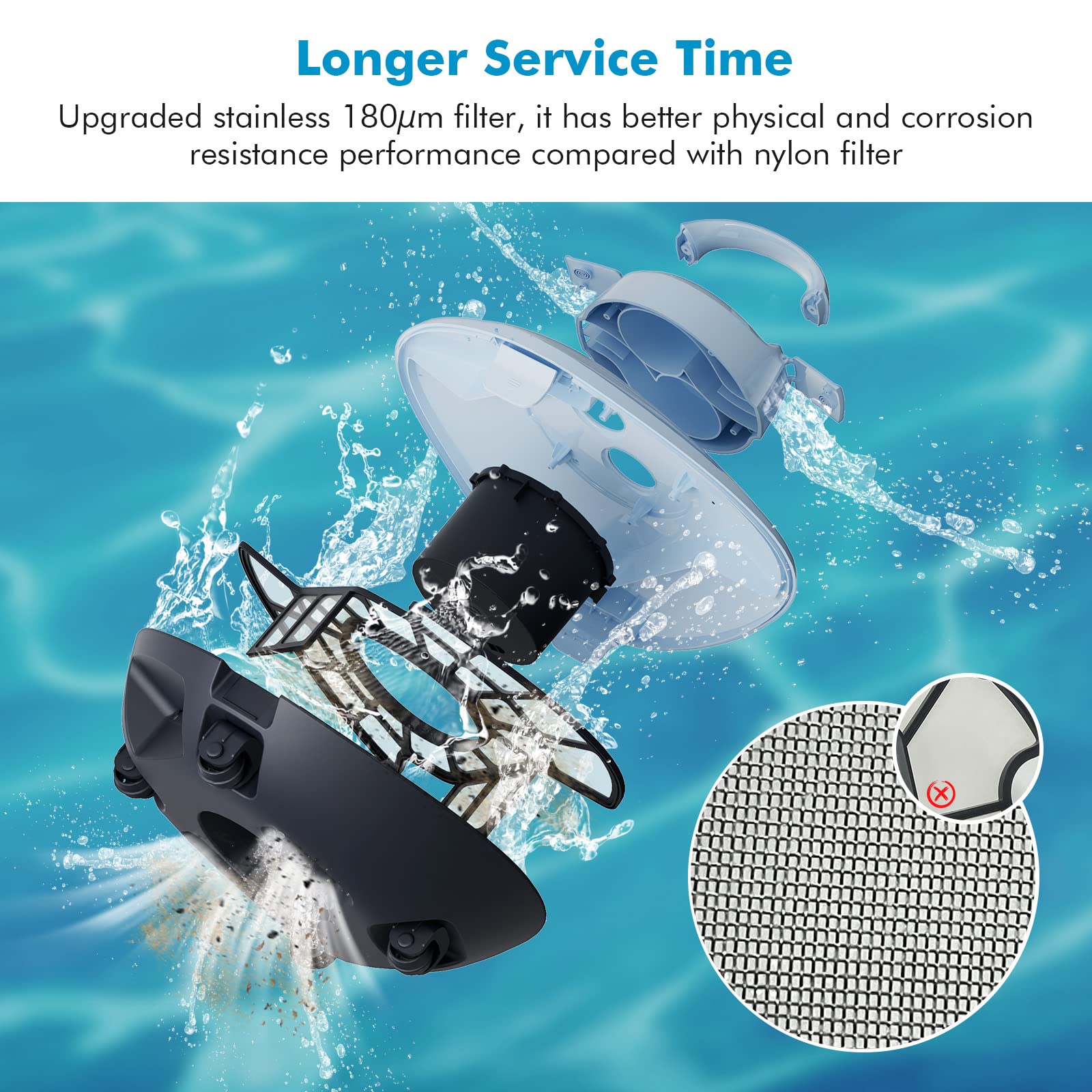 Hydrus Cordless Robotic Pool Cleaner for Above Ground Pools - Automatic Rechargeable Vacuum with 90 Min Runtime, Powerful Suction & Self-Parking - Ideal for Flat Swimming Pools up to 50Ft - Perfect for Weekly Pool Maintenance and Seasonal Cleaning