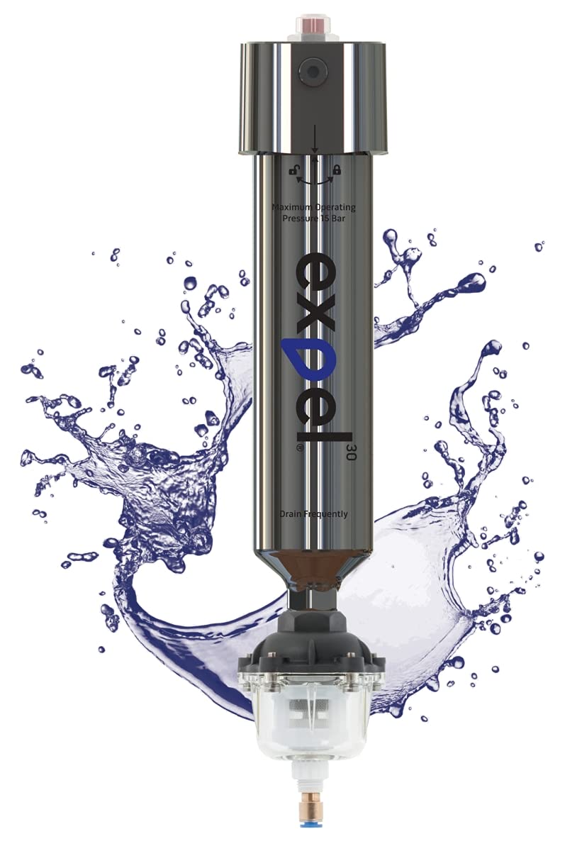 Expel 6000-003-AA 30 High Efficiency Compressed Air Filter - Removes Water, Oil & Particulates for Industrial, Automotive & HVAC Systems