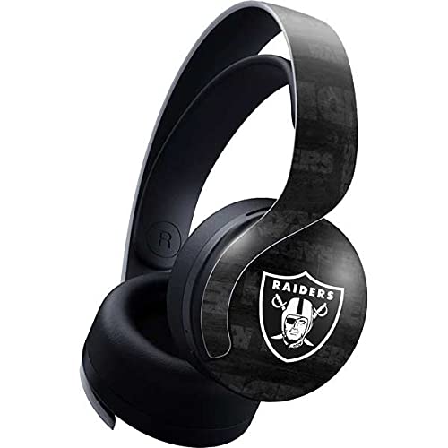Officially Licensed NFL Las Vegas Raiders Black & White Gaming Skin Decal for PS5 Pulse 3D Wireless Headset - Custom Protective Cover for Gaming, Streaming & Collectors