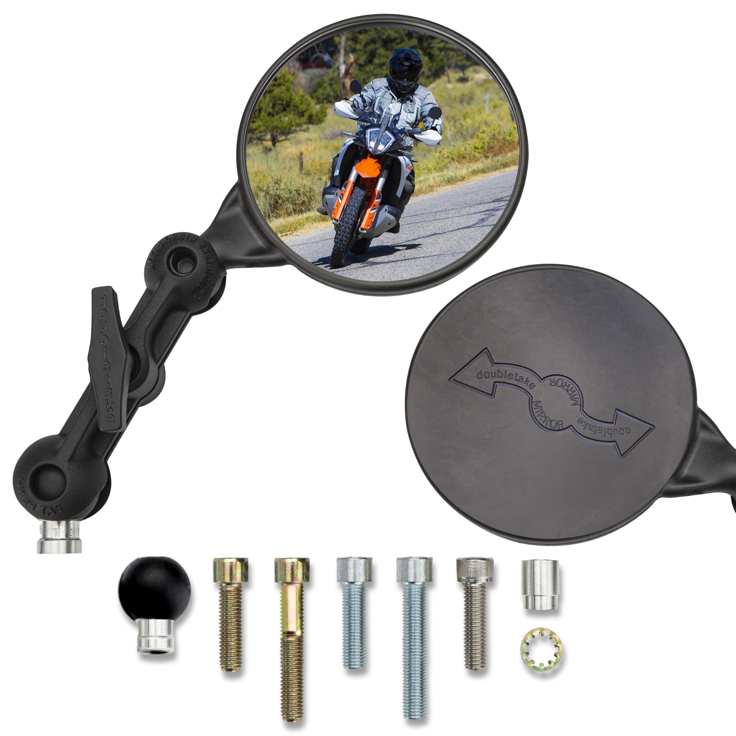 Doubletake Dualsport Mirror Kit 2.0 - Universal Fit Folding Motorcycle Mirrors for Adventure & Street Bikes | Lifetime Guarantee | Perfect for Off-Roading, Commuting & Long-Distance Touring