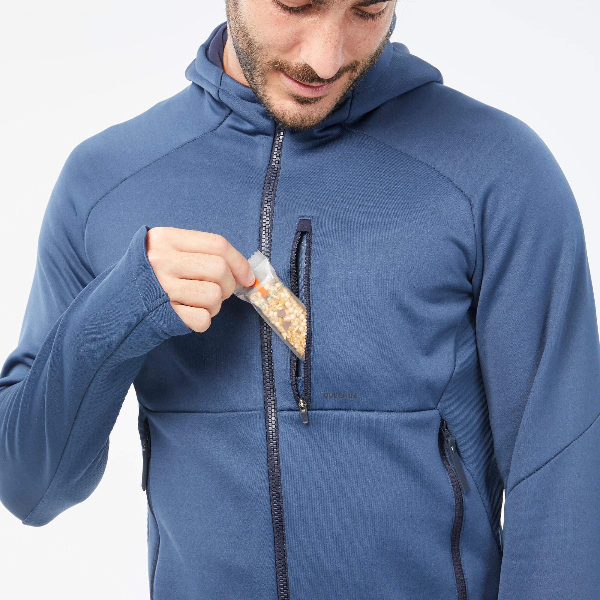 Quechua Men's MH520 Hooded Fleece Jacket for Hiking & Outdoor Activities - Warm & Lightweight for Camping, Trekking & Winter Adventures