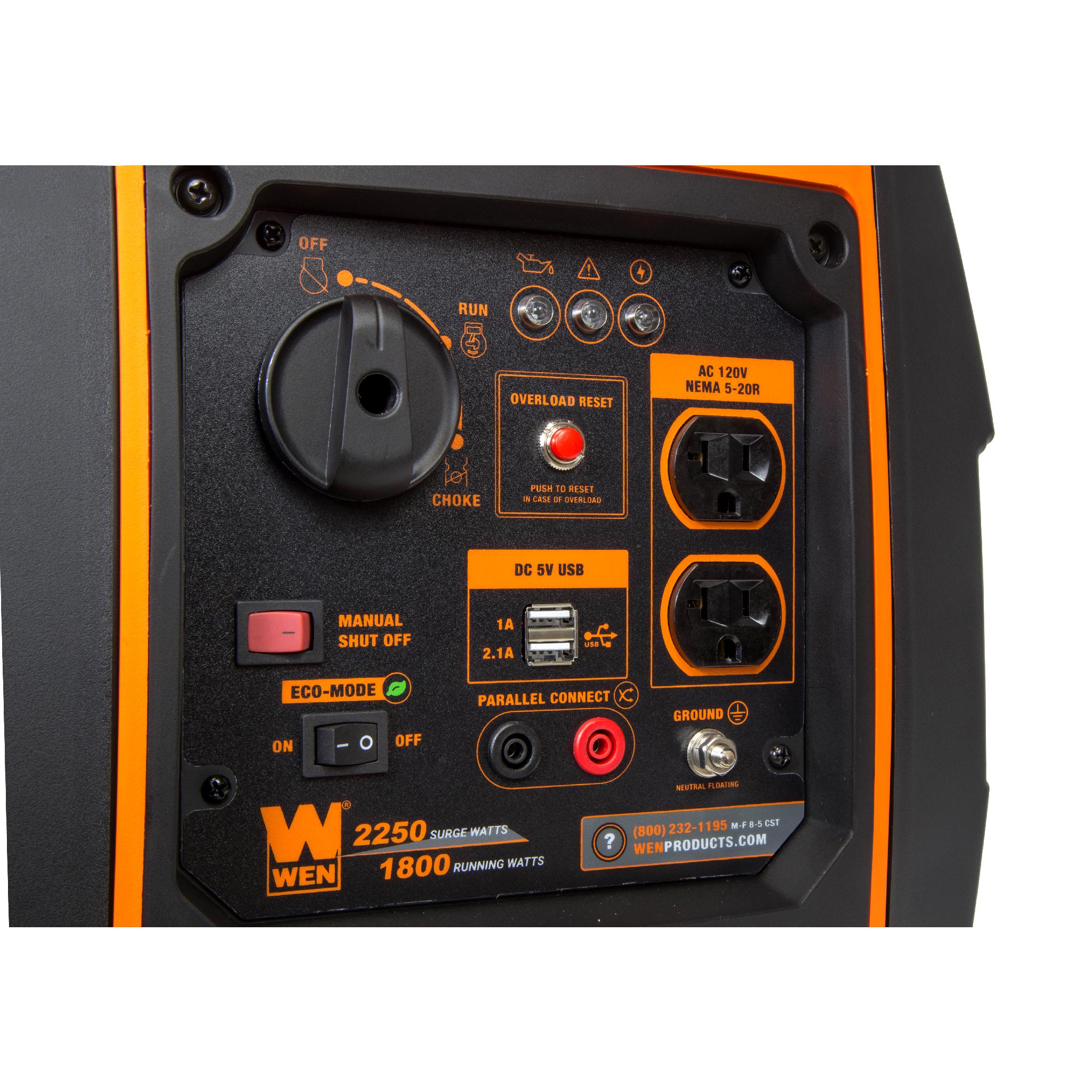 WEN R56225i 2250W Super Quiet Portable Inverter Generator with Fuel Shut Off - Manufacturer Refurbished | Camping, RV, Emergency Power & Outdoor Activities