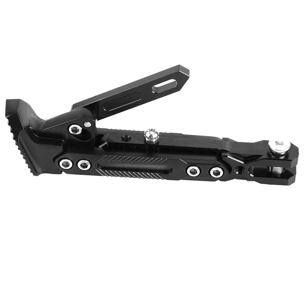 Universal Adjustable Motorcycle Kickstand - CNC Aluminum Scooter Side Stand Tripod Holder - Black - Perfect for Cruisers, Dirt Bikes & Street Motorcycles