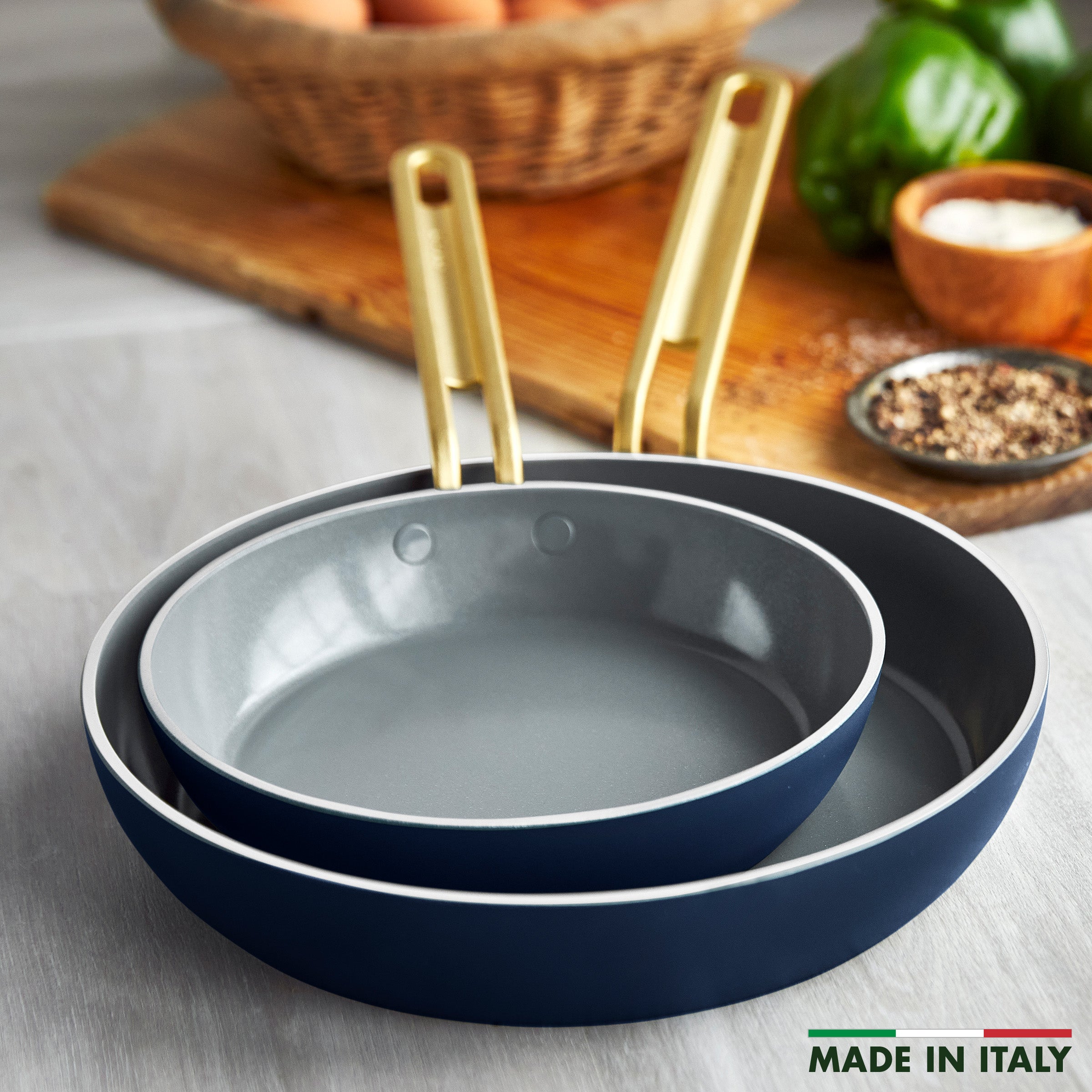 Stanley Tucci™ 10-Piece Ceramic Nonstick Cookware Set with Free Cookbook | Marino Blue | Perfect for Home Cooking, Gifting & Professional Chefs