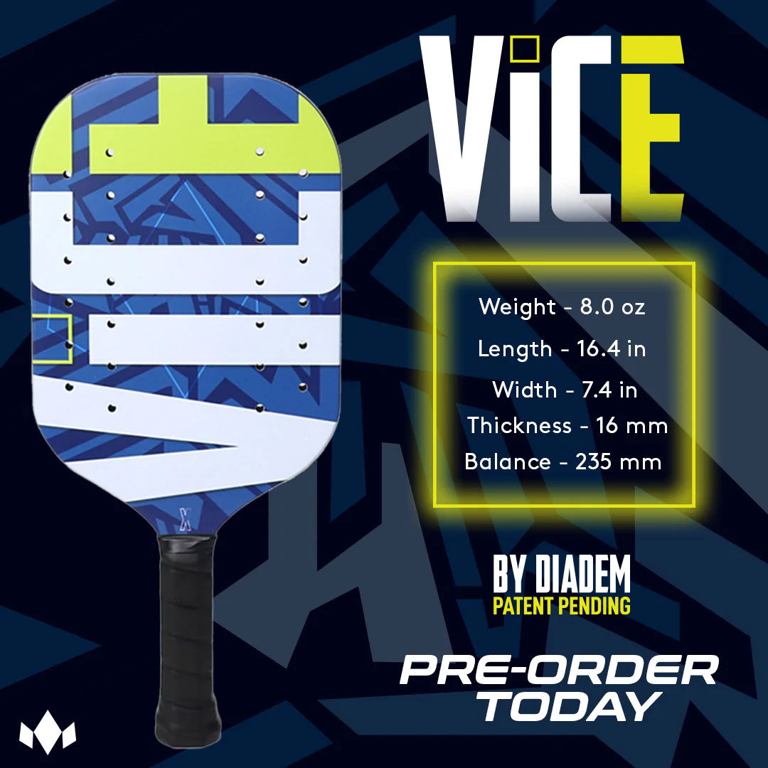 Diadem VICE Pickleball Paddle - Premium Graphite Paddle for All Skill Levels | Demo & Rental Available | Perfect for Tournaments, Training & Recreational Play