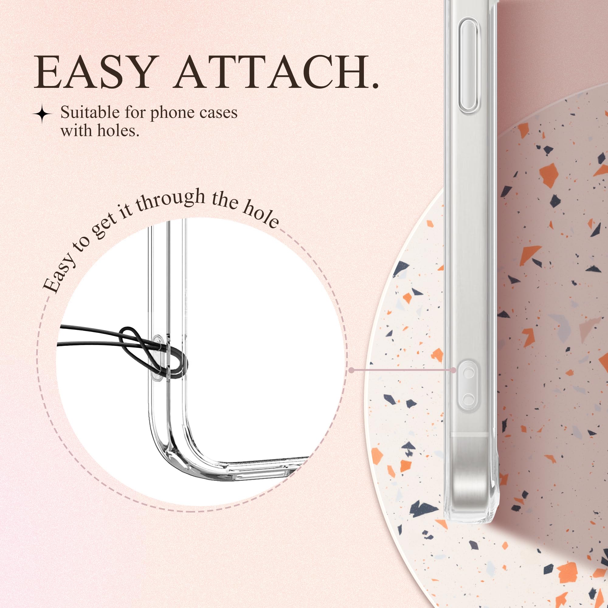 GVIEWIN Beaded Phone Lanyard with Detachable Wrist Strap - Anti-Drop Hands-Free Phone Charm for iPhone & Smartphones (Silver Love Design) - Perfect for Work, Travel, and Everyday Use