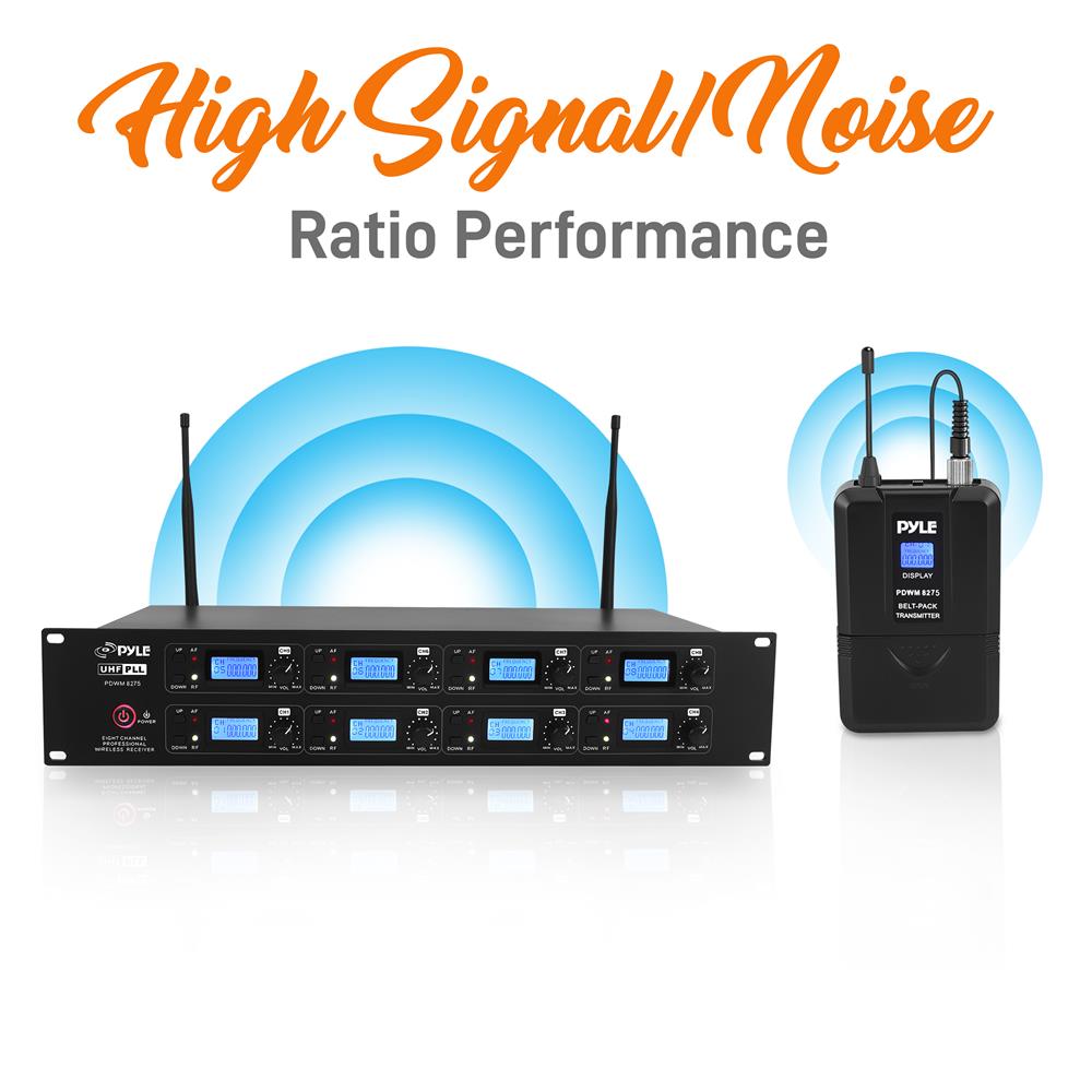 8 Channel UHF Wireless Microphone System Kit - Professional Audio Equipment for Live Performances, Karaoke, Church & Conference Events