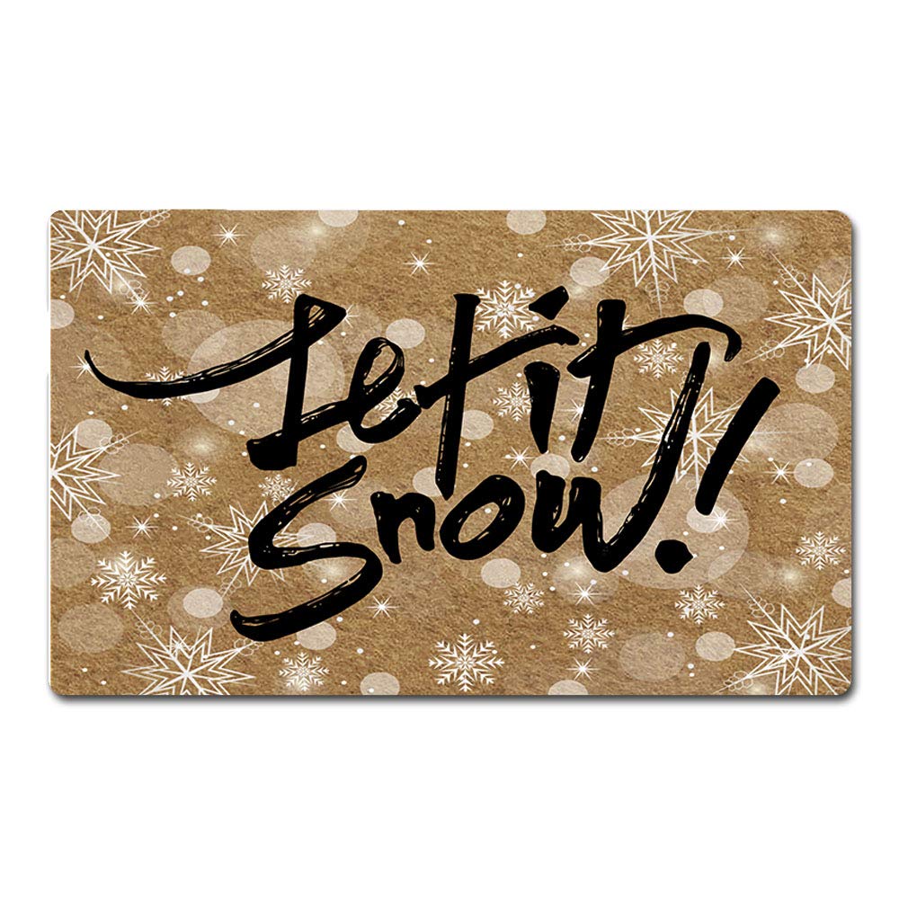 Artsbaba Let It Snow Christmas Doormat - Non-Slip Rubber Welcome Mat for Front Door, Balcony & Indoor Use (30x18 Inches, 3/16