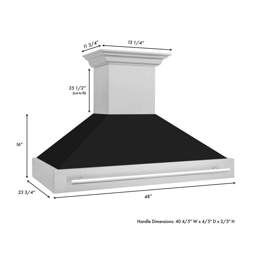 ZLINE 48-Inch Stainless Steel Wall Mount Range Hood with Satin Finish & Stainless Steel Handle (8654SNX 48) - Powerful Kitchen Ventilation for Gas Stoves & Cooking Areas