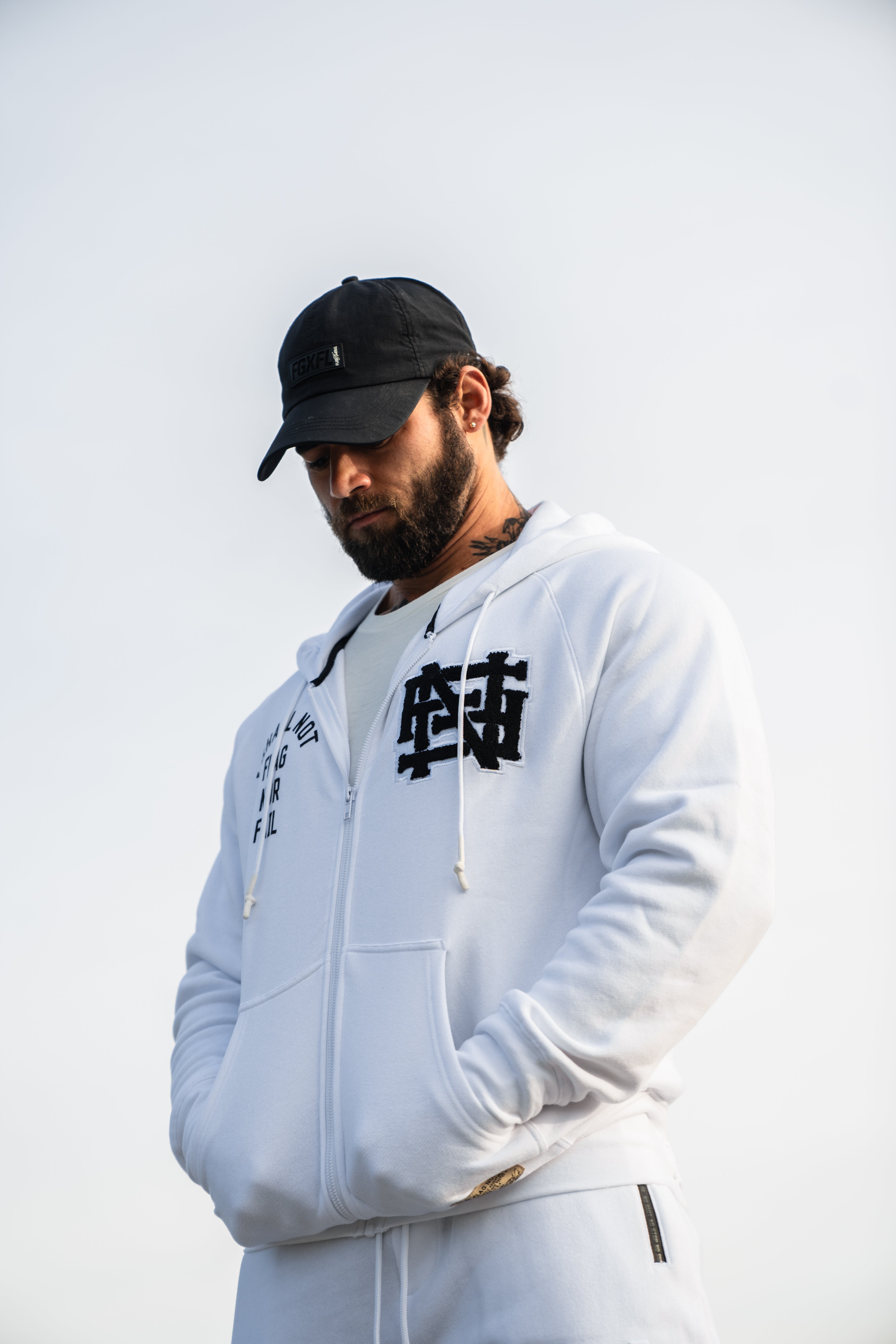 Varsity Patch Zip Up Hoodie - White | Trendy College Letterman Jacket for Men & Women | Perfect for Casual Wear, Sports Events & Campus Style
