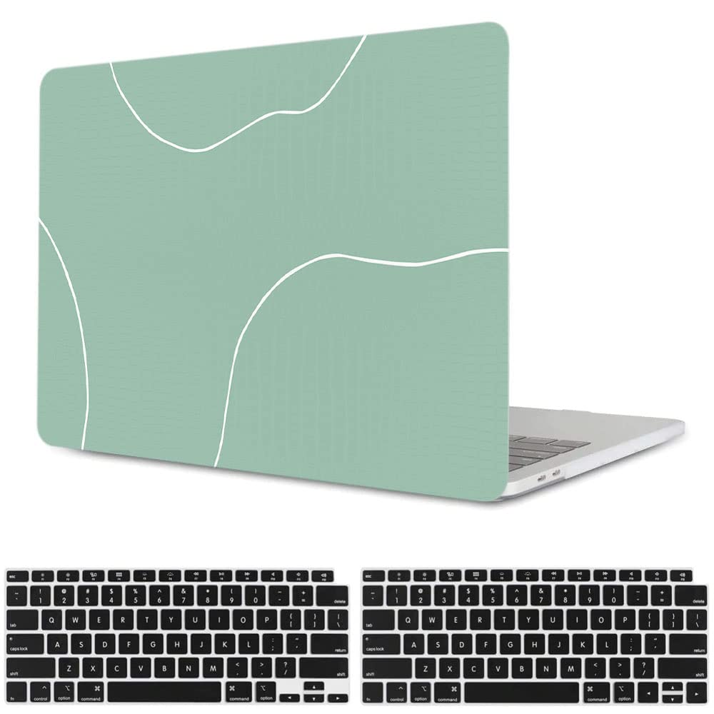 KSK KAISHEK MacBook Air 13 Inch Case (2018-2020 Models A2337 M1/A2179/A1932) - Durable Plastic Crocodile Pattern Protective Cover with Keyboard Protector in Green - Perfect for Work, Travel & School Use