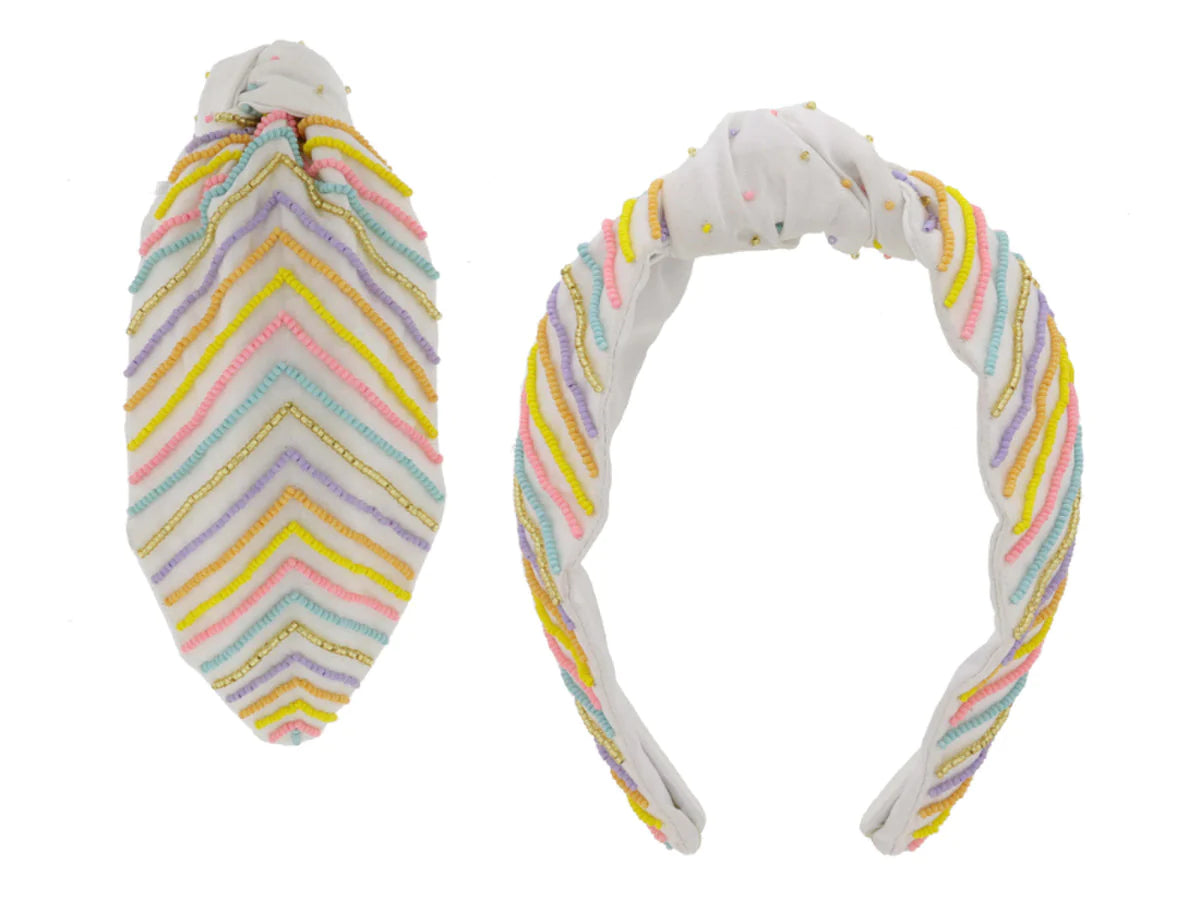 Jane Marie Beaded Chevron Headband for Women - Stylish Hair Accessory for Weddings, Parties & Everyday Wear