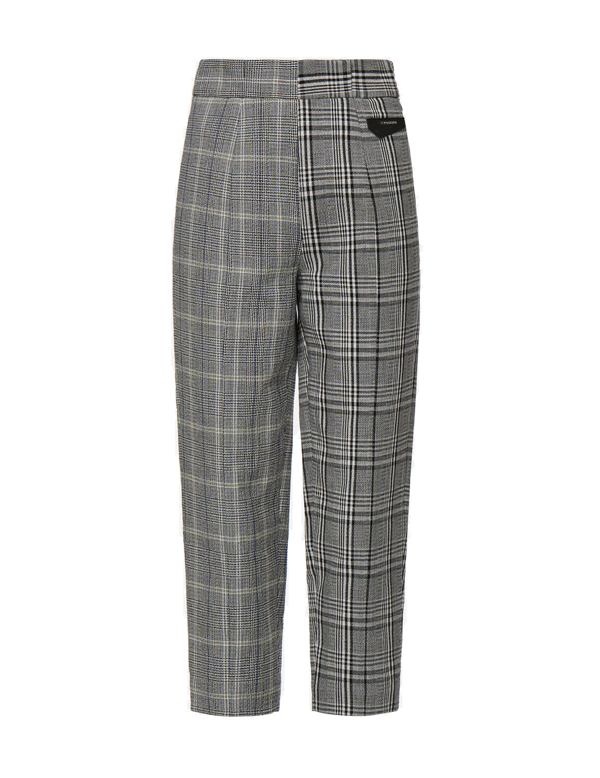 Stylish Leather Badge Mixed Plaid Pants for Men - Trendy Casual Trousers with Leather Accents - Perfect for Office, Business Casual & Smart Outfits