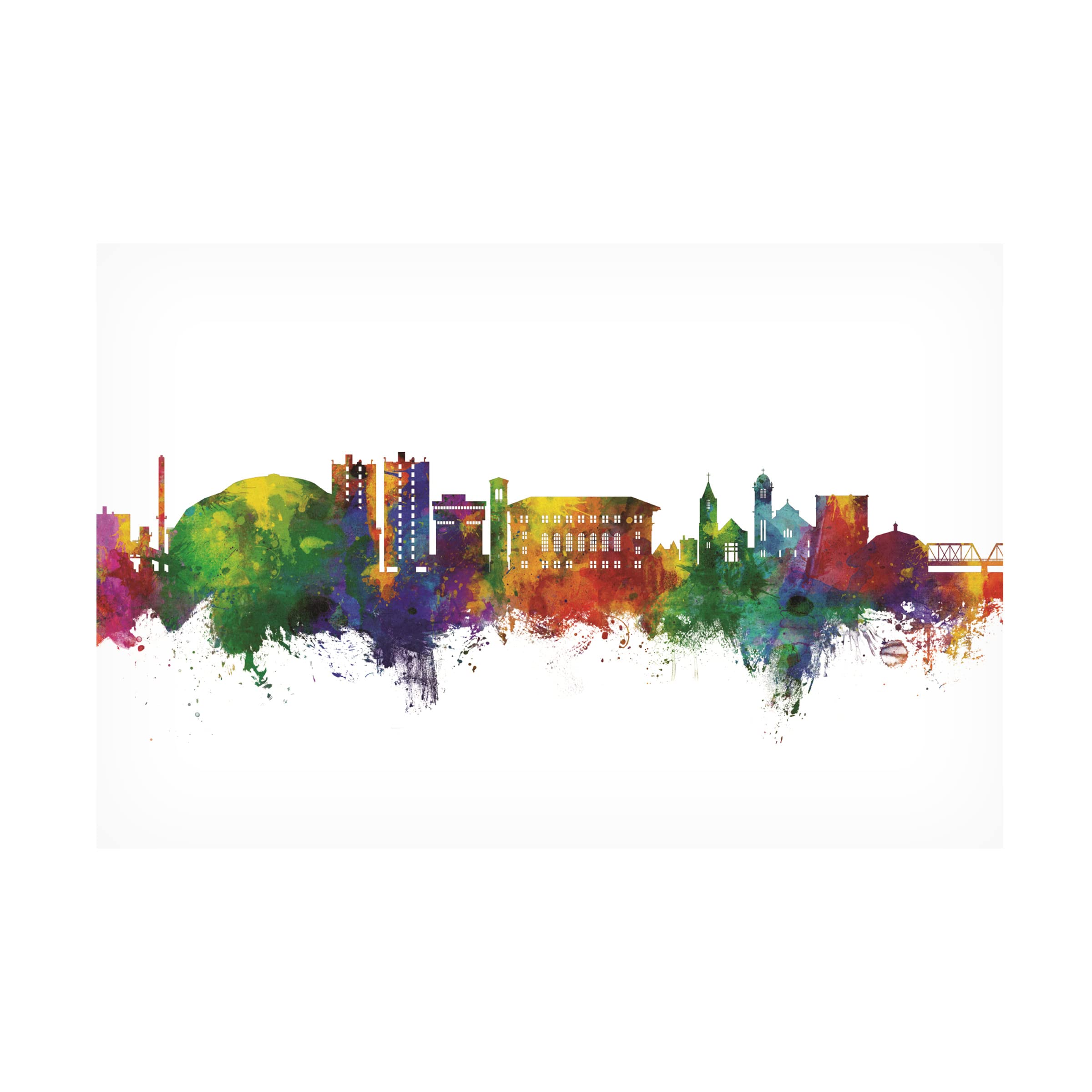 Michael Tompsett 'Cedar Falls Iowa Skyline' Canvas Wall Art Print - Modern Home & Office Decor for Living Room, Bedroom or Gift