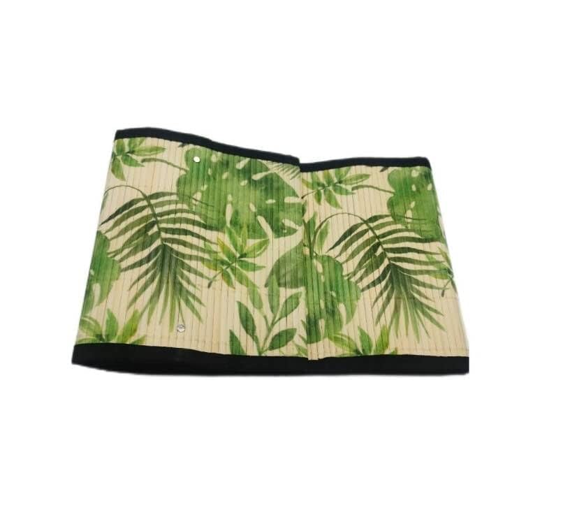Foldable Bamboo Lamp Shade - Japanese Style Chandelier with Green Plants & Turtle Leaf Pattern - Light Cover for Floor & Table Lamps - Perfect for Living Room, Bedroom, and Office Decor