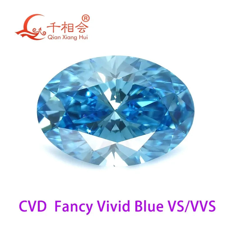 1ct & 2.4ct Lab Grown CVD Diamond - Fancy Vivid Aqua Blue, Oval Shape, VVS-SI Clarity, GEMID Certified Loose Stone for Jewelry Making & Engagement Rings