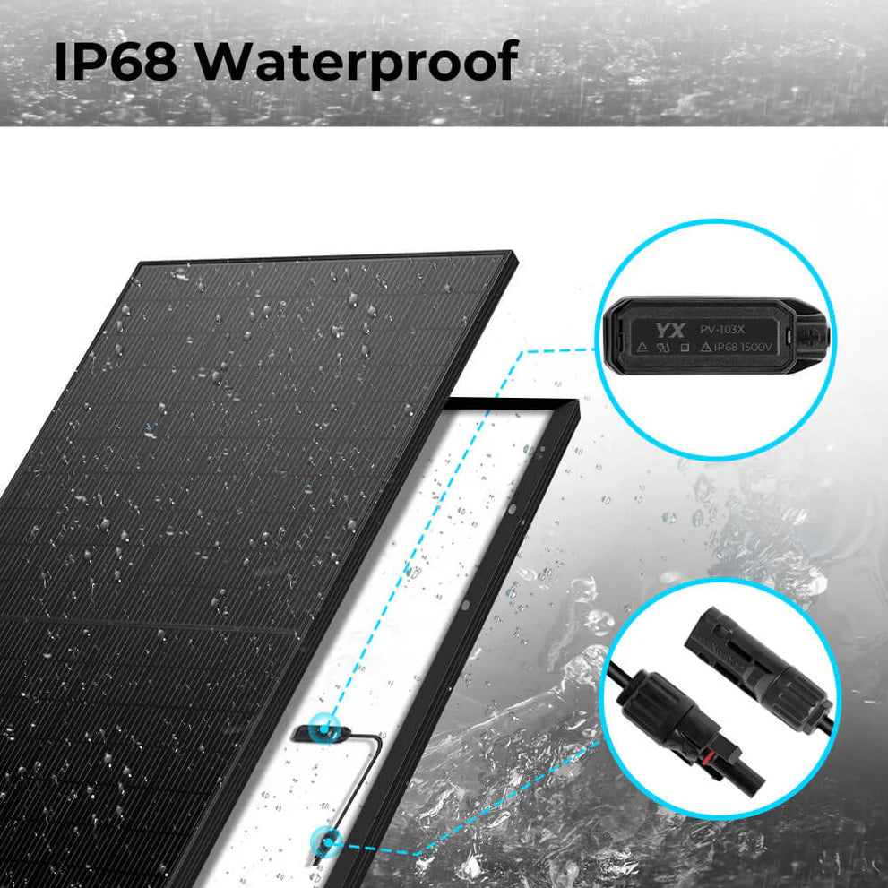 SunGoldPower 440W Monocrystalline Black PERC Solar Panel - High Efficiency Solar Panel for Home, RV & Off-Grid Power - Perfect for Residential, Camping & Emergency Backup