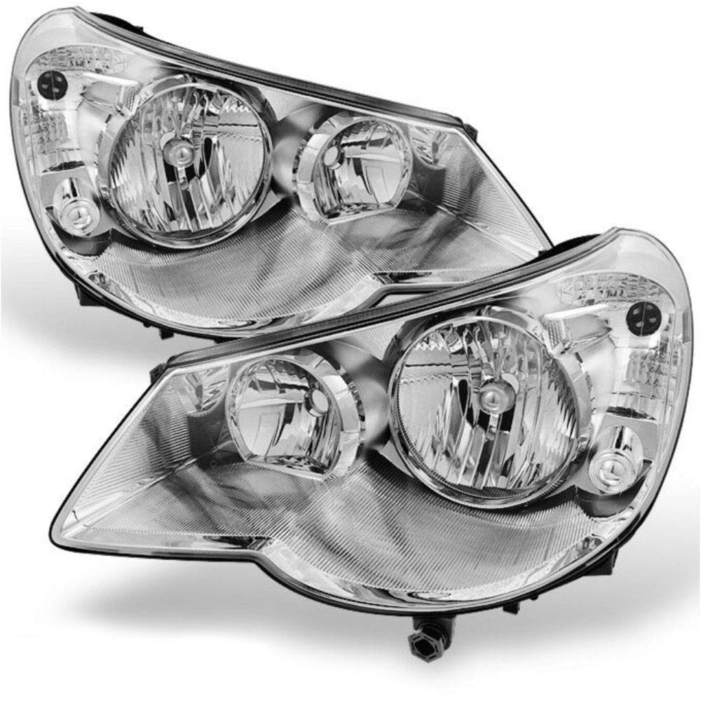 XEMRVGU 2007-2010 4Dr Chrome Replacement Headlights Pair - Left & Right Headlamp Assembly for Ford Mustang - Perfect for Night Driving & Car Restoration Projects