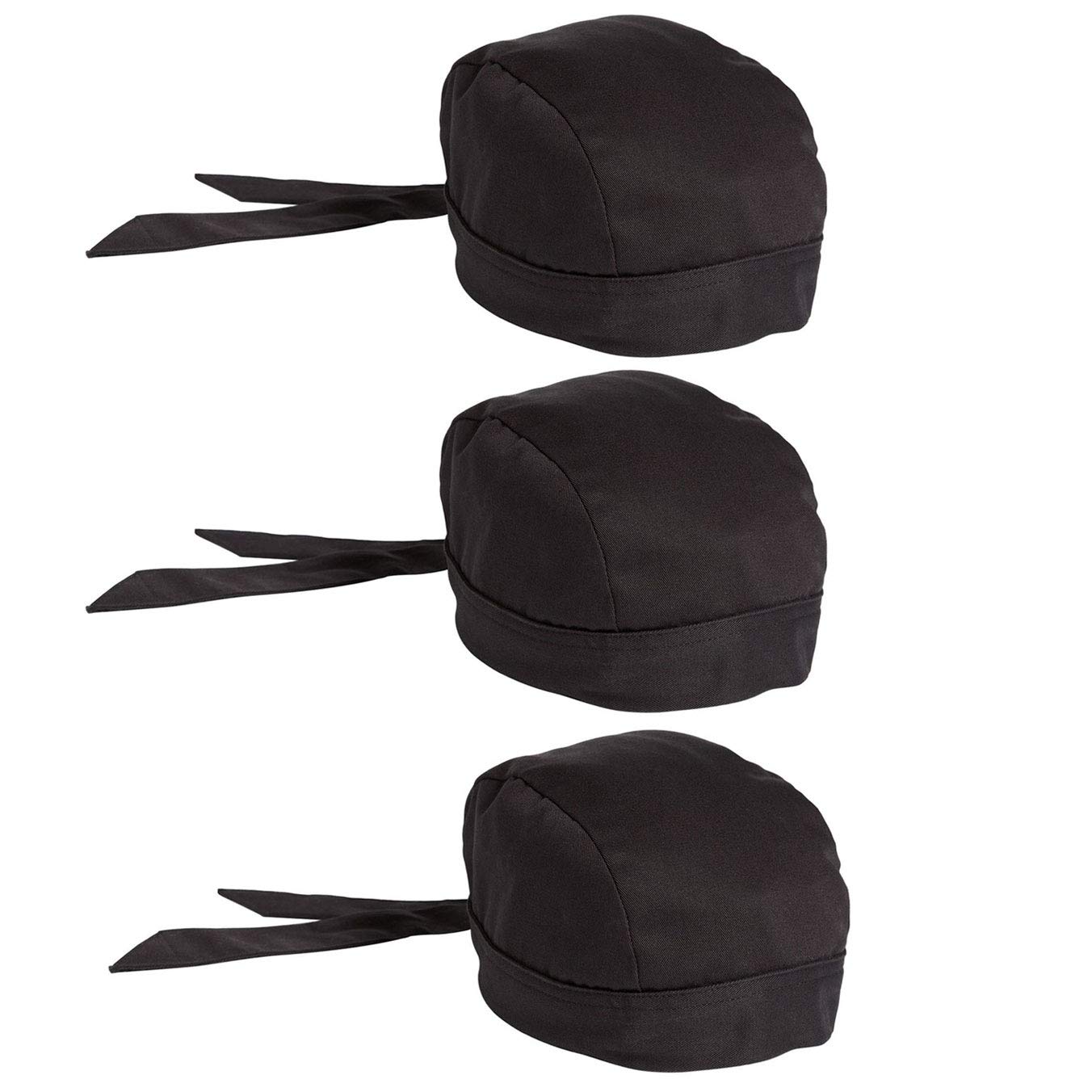 Chef Code 3-Pack Skull Cap with Back Elastic & Ties - Breathable Kitchen Hat for Cooking, Baking & Food Service - Perfect for Chefs, Bakers & Culinary Professionals