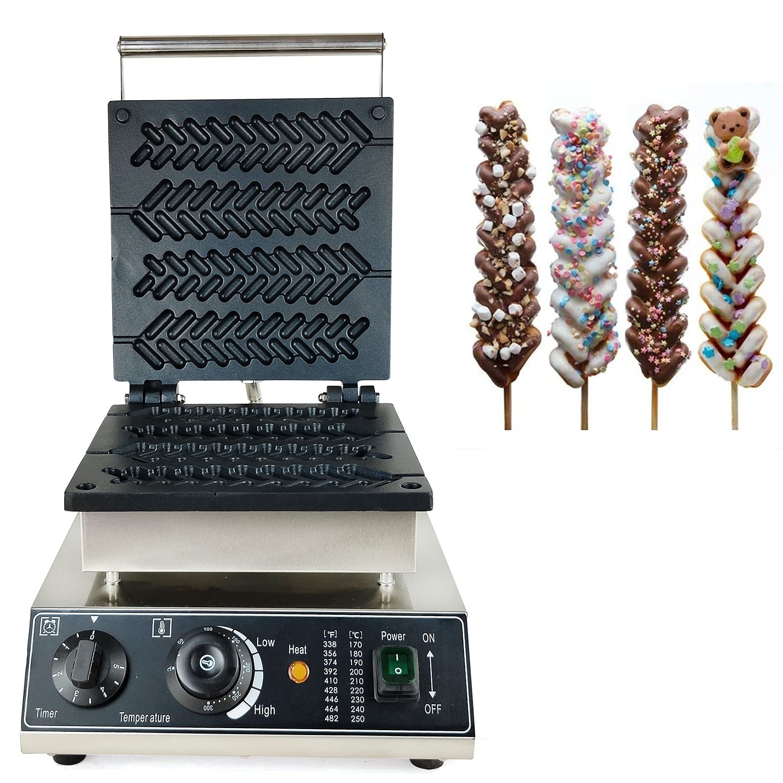 DNYSYSJ Commercial Electric Waffle Maker Machine - 4 Nonstick Waffle Sticks for Waffle Dogs & Desserts - Perfect for Breakfast, Snacks & Food Trucks