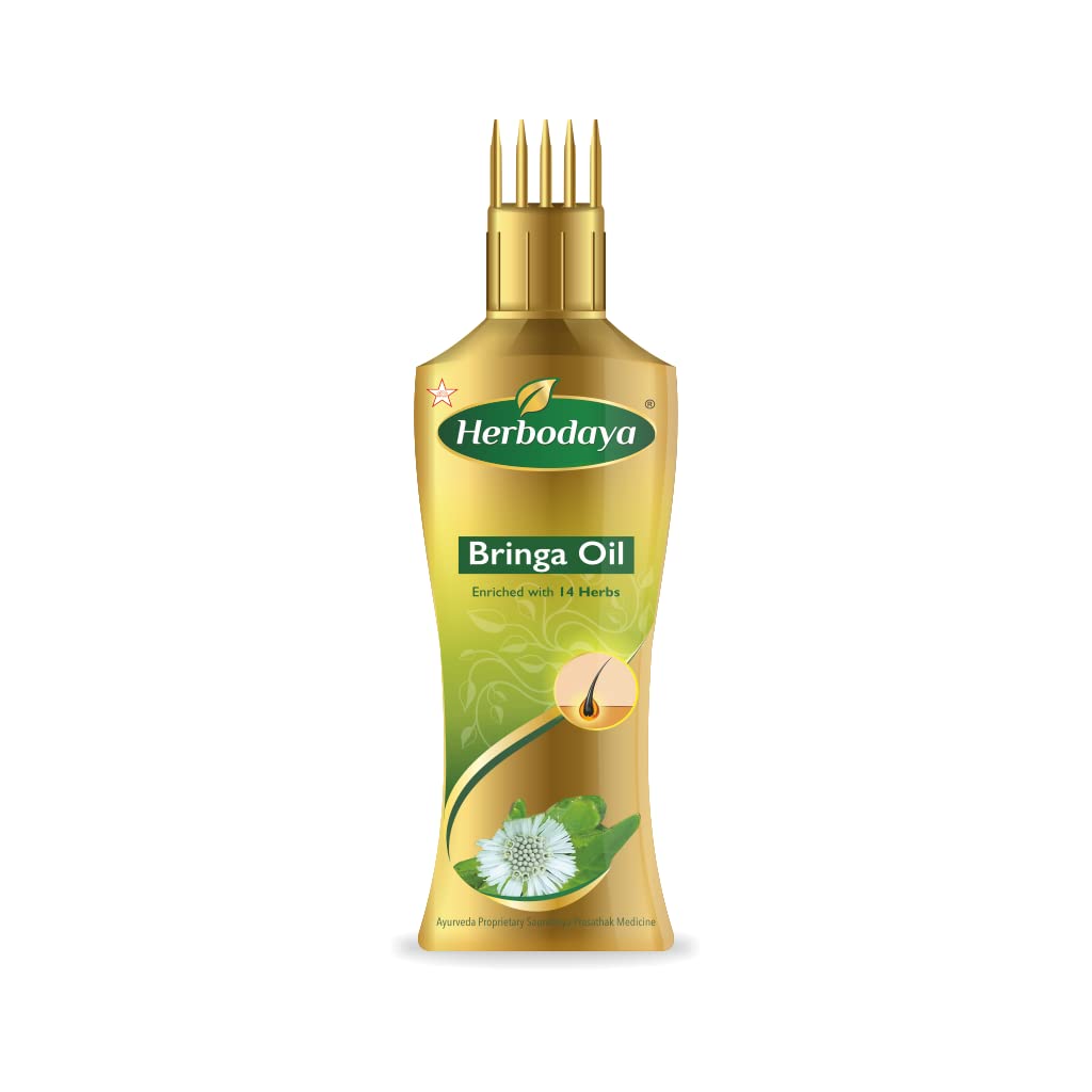 Herbodaya Bringa Oil - 50ml - 100% Natural Ayurvedic Hair Oil with 14 Herbs for Hair Growth, Dandruff & Scalp Care - Perfect for Daily Hair Massage & Night Treatment