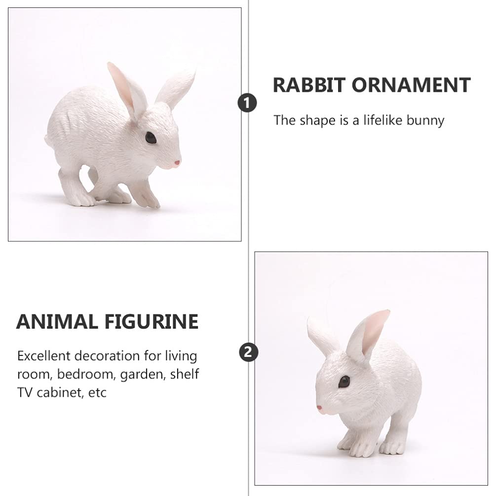 White Easter Bunny Figurine - Rustic Spring Table Decor, Faux Fur Rabbit Statue for Easter Party Centerpieces, Garden Ornaments | Perfect for Easter Celebrations, Home Decor, and Spring Table Settings