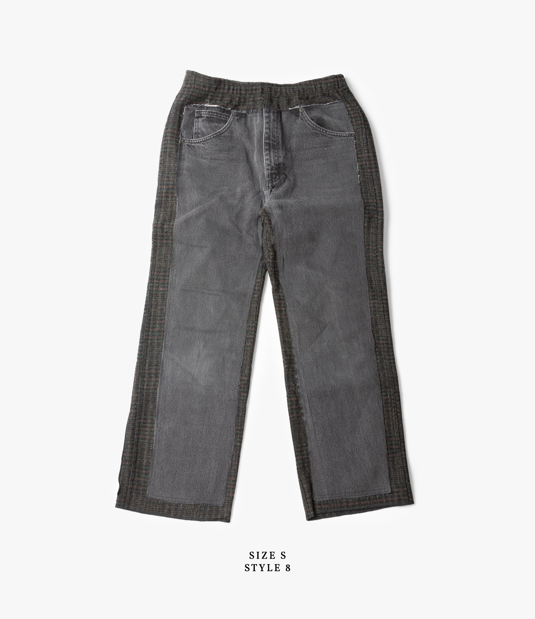 Black Denim & Glen Plaid Wool Covered Pant - Stylish Women's Trousers for Work, Office and Casual Wear