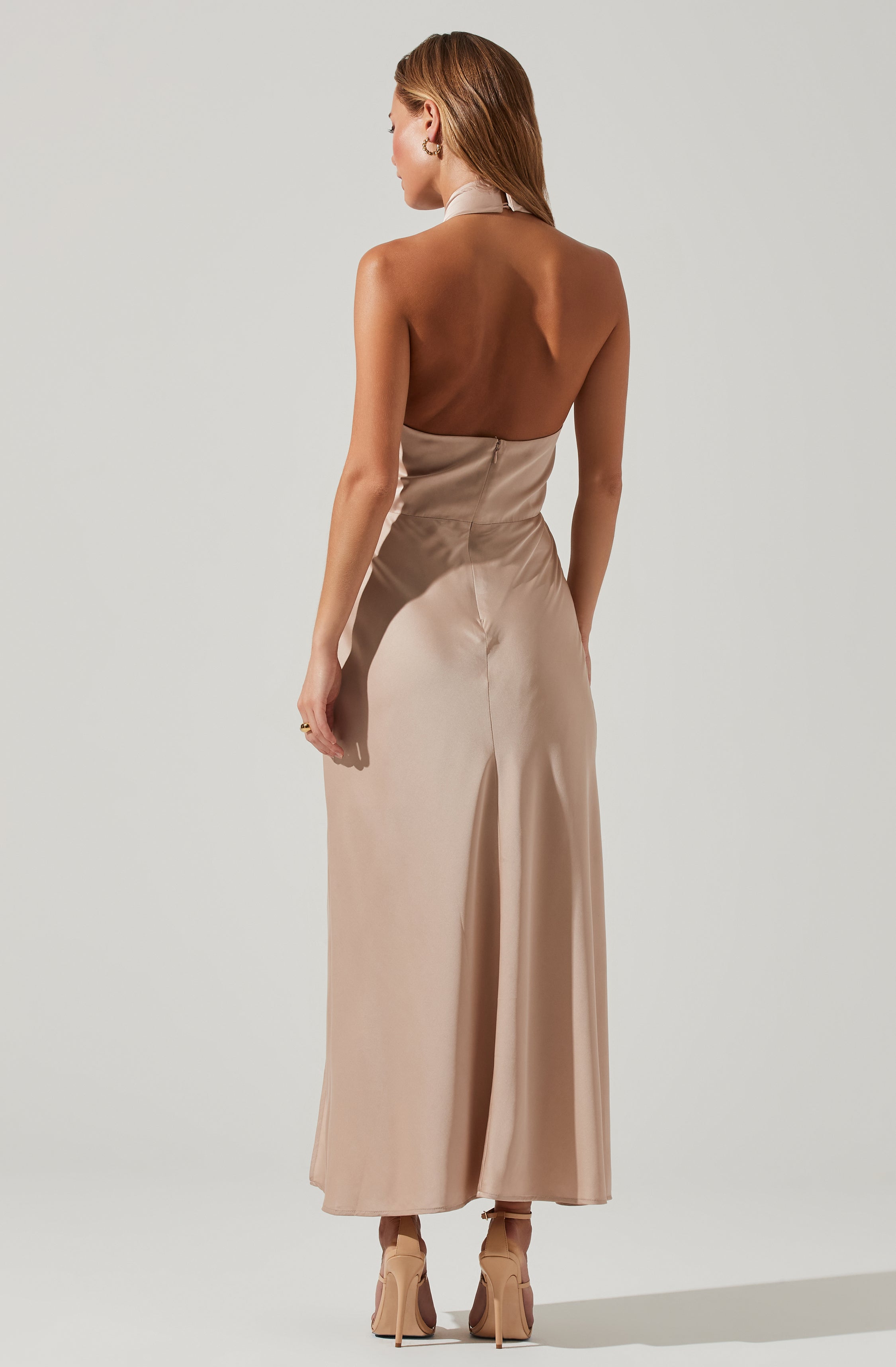 Marissa Satin Halter Neck Midi Dress - Elegant Women's Summer Cocktail Party Dress for Weddings & Evening Events
