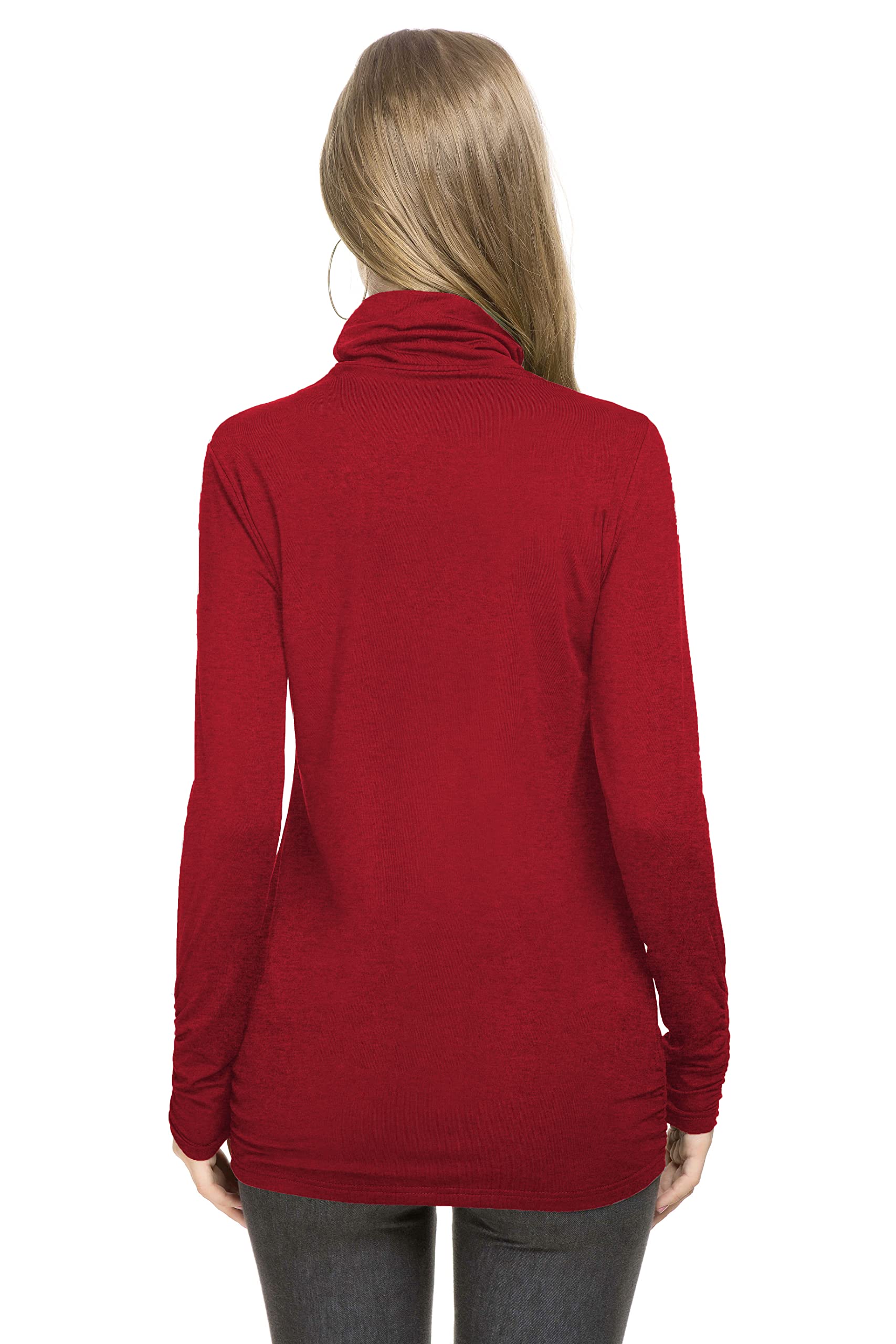 Women's Fleece-Lined Mock Turtleneck Thermal Top - Long Sleeve Lightweight Base Layer for Winter, Outdoor Activities & Layering