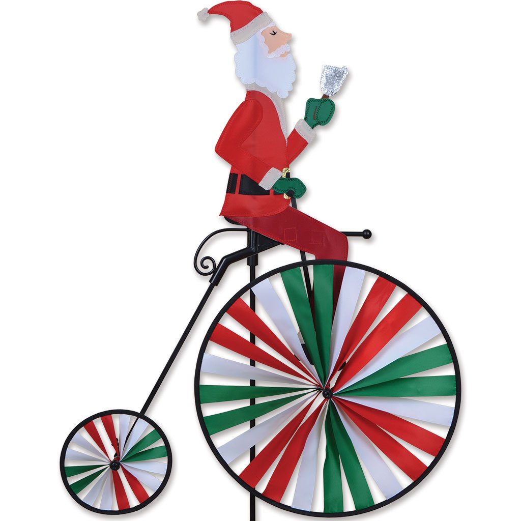 Premier Windgarden High Wheel Bike Spinner - Vintage Santa Outdoor Christmas Yard Decoration for Holiday Lawn Decor & Festive Garden Display